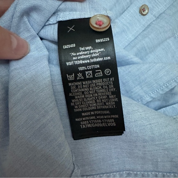 TED BAKER Grandad Collar Short Sleeve Shirt - Picture 10 of 10